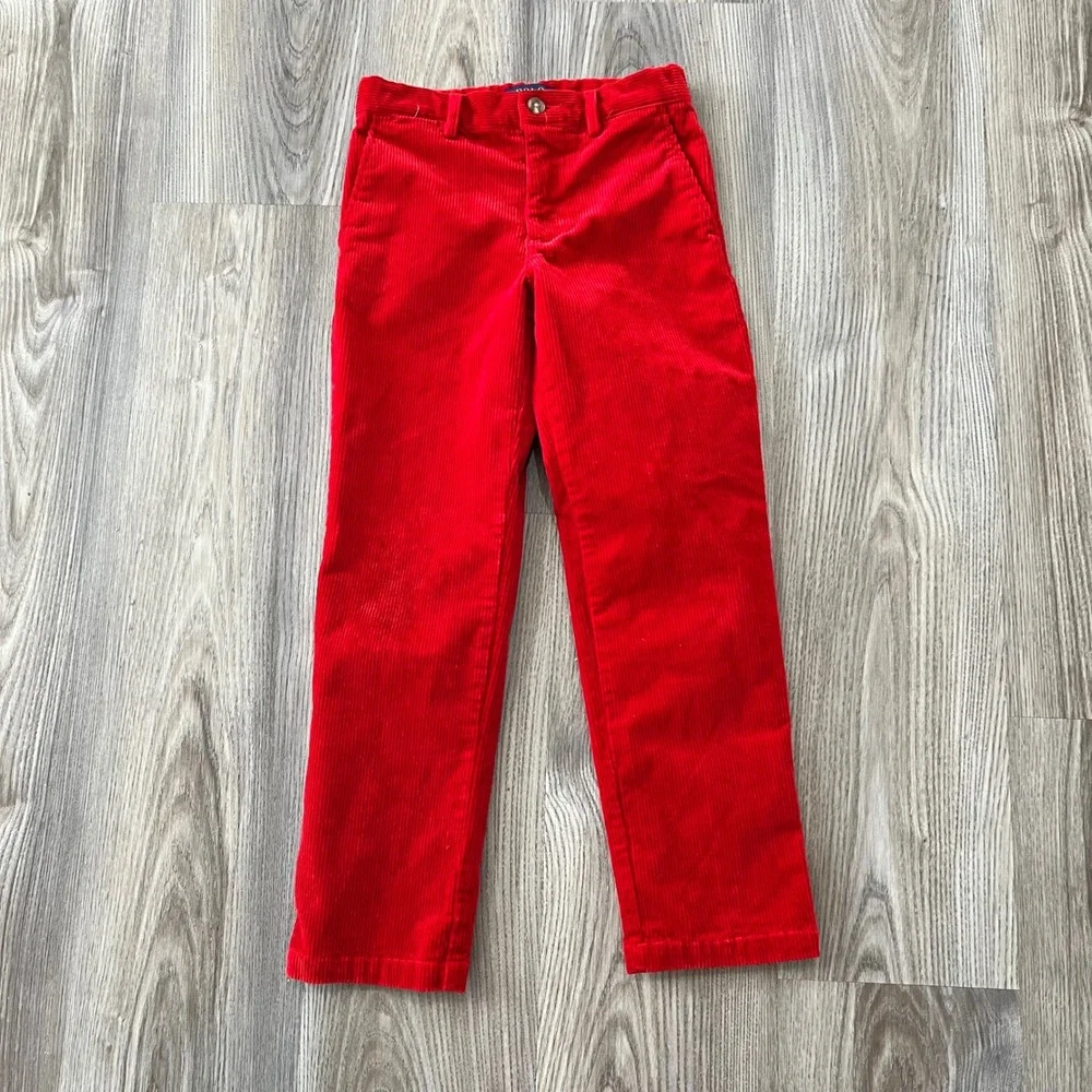 Polo Ralph Lauren Kids Red Corduroy Pants Straight Leg Size 6 Adjustable Waist